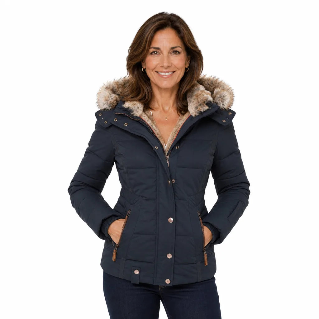 Women's Blue Cannon Hooded Padded Coat