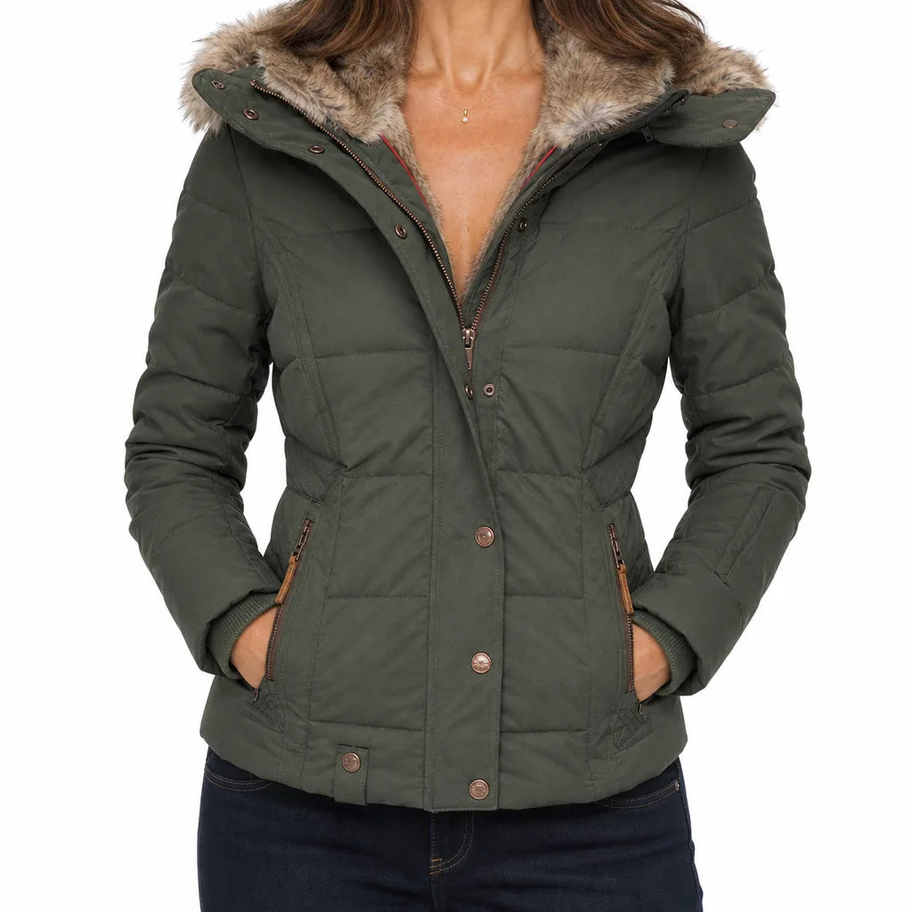 Bellamy |  Hooded Winter Puffer Jacket - Color:Green;Size:XS