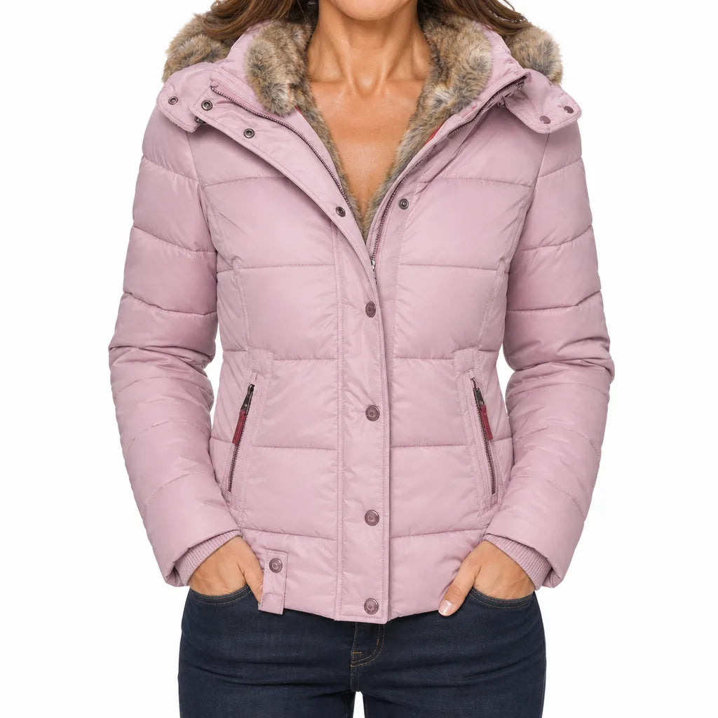 Bellamy |  Hooded Winter Puffer Jacket - Color:Pink;Size:XS