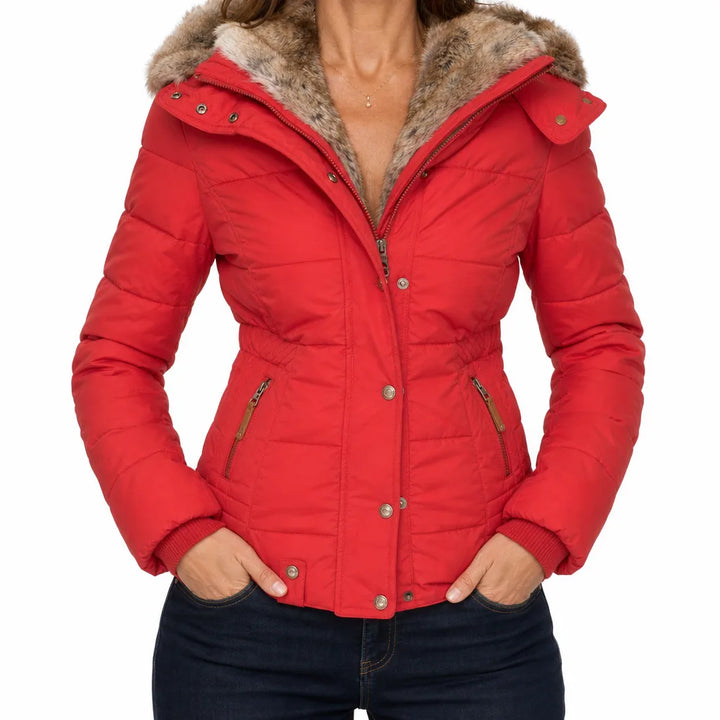 Bellamy |  Hooded Winter Puffer Jacket - Color:Red;Size:XS