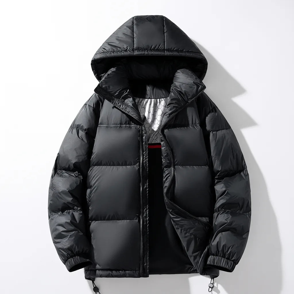 Bellamy | Men's Hooded Puffer Winter Jacket - Color:Black;Size:XS