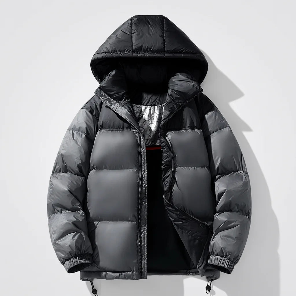 Bellamy | Men's Hooded Puffer Winter Jacket - Color:Dark Gray;Size:XS