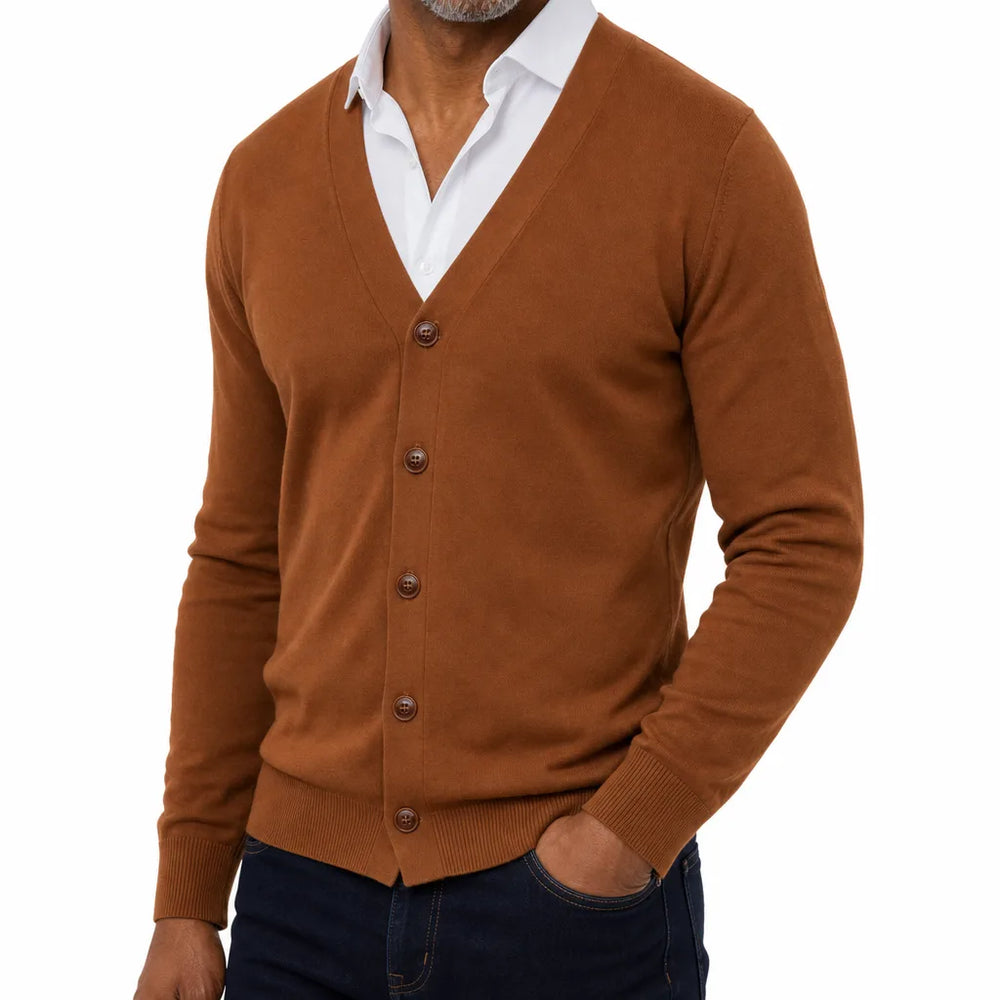 Men's Orange Miles V Neck Cardigan