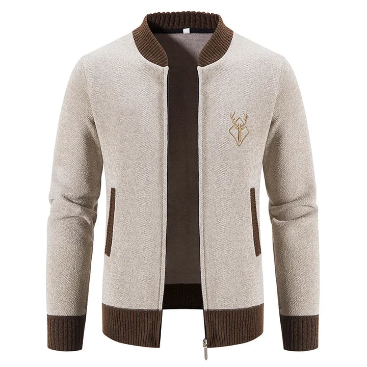 Benjamin | Men's Knit Sweater Cardigan - Color:Beige;Size:S