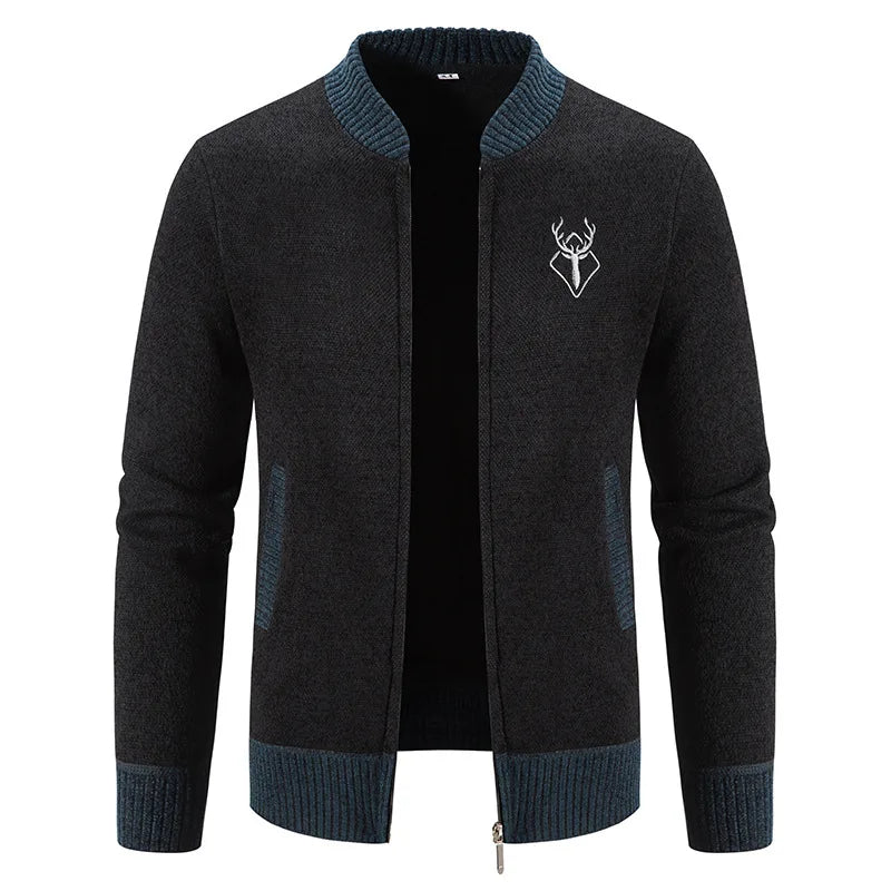 Benjamin | Men's Knit Sweater Cardigan - Color:Black;Size:S