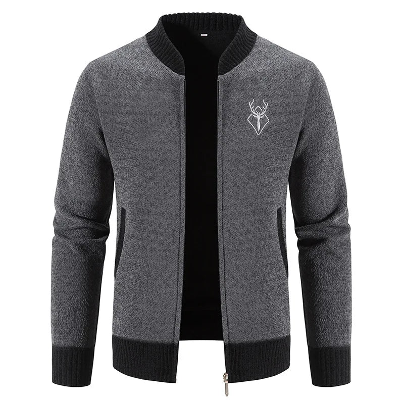 Benjamin | Men's Knit Sweater Cardigan - Color:Grey;Size:S