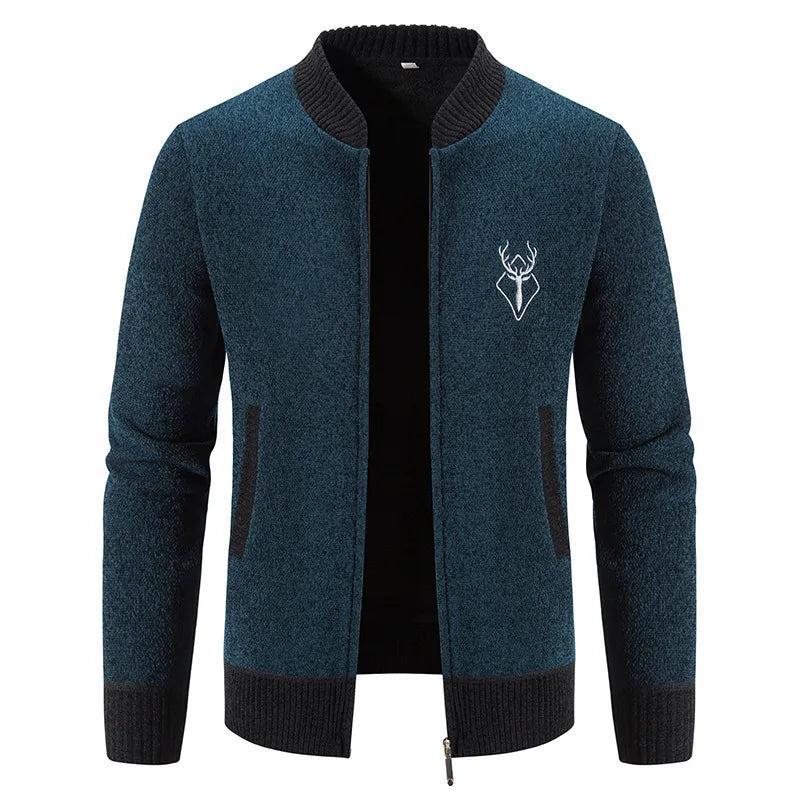Benjamin | Men's Knit Sweater Cardigan - Color:Navy Blue;Size:S