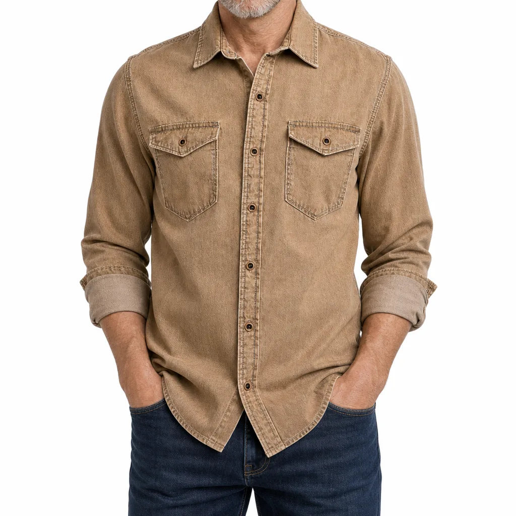 Bennett | Denim Shirt - Color:Beige;Size:XS