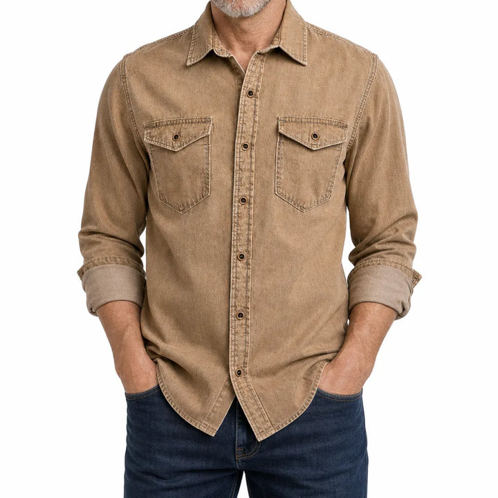 Bennett | Denim Shirt - Color:Beige;Size:XS