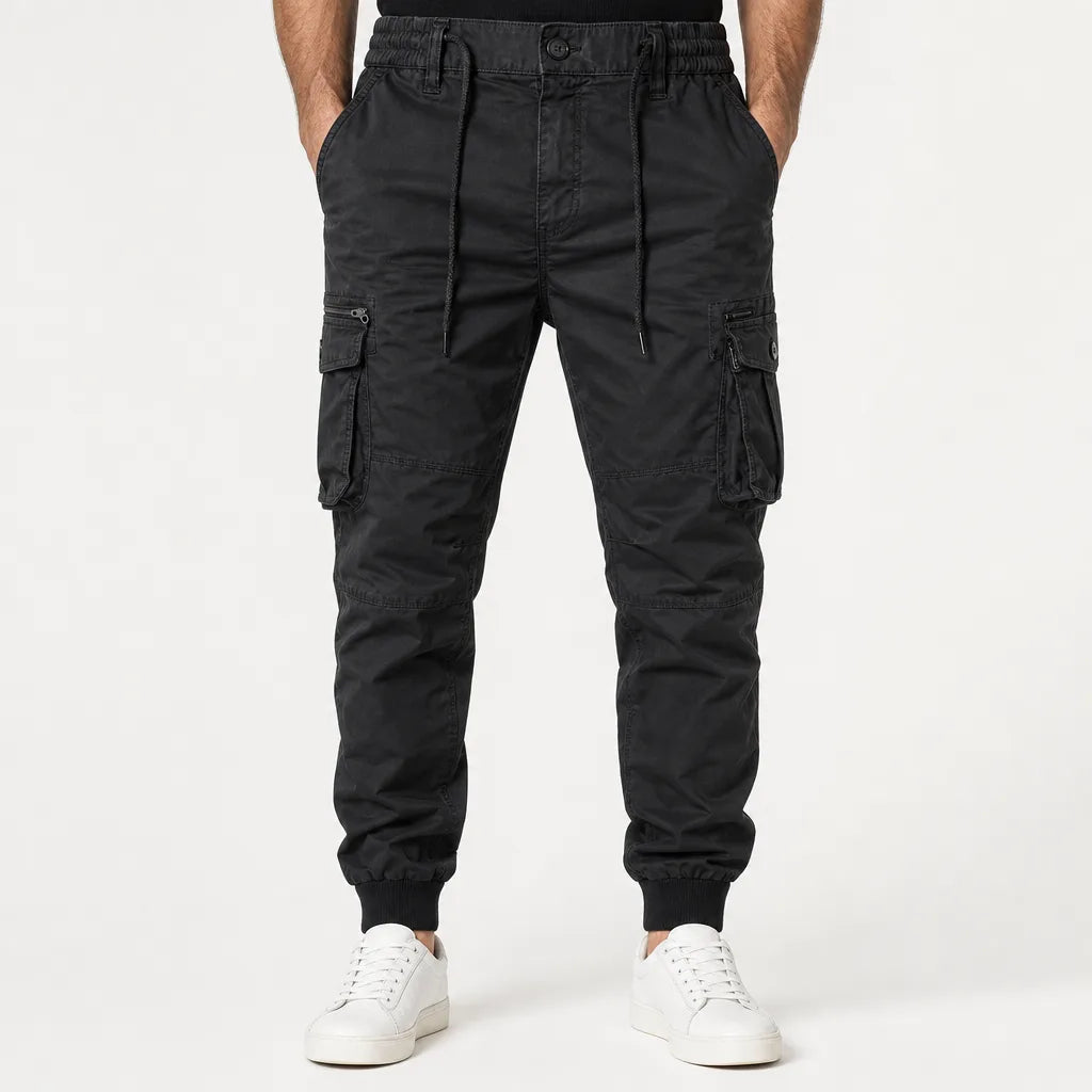 Men's Black Horne Cotton Cargo Joggers
