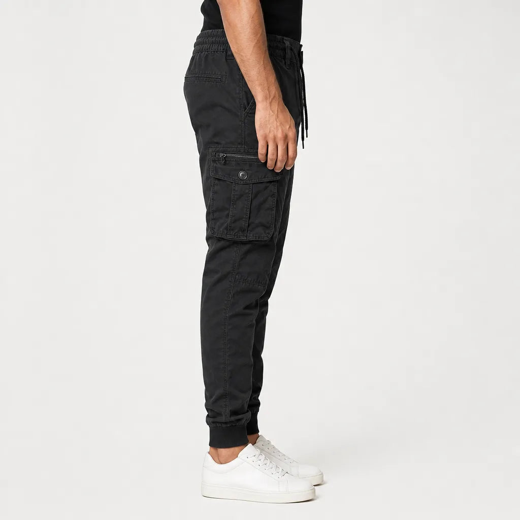 Men's Black Horne Cotton Cargo Joggers