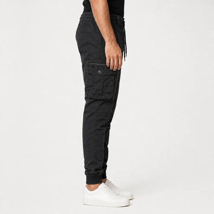 Men's Black Horne Cotton Cargo Joggers