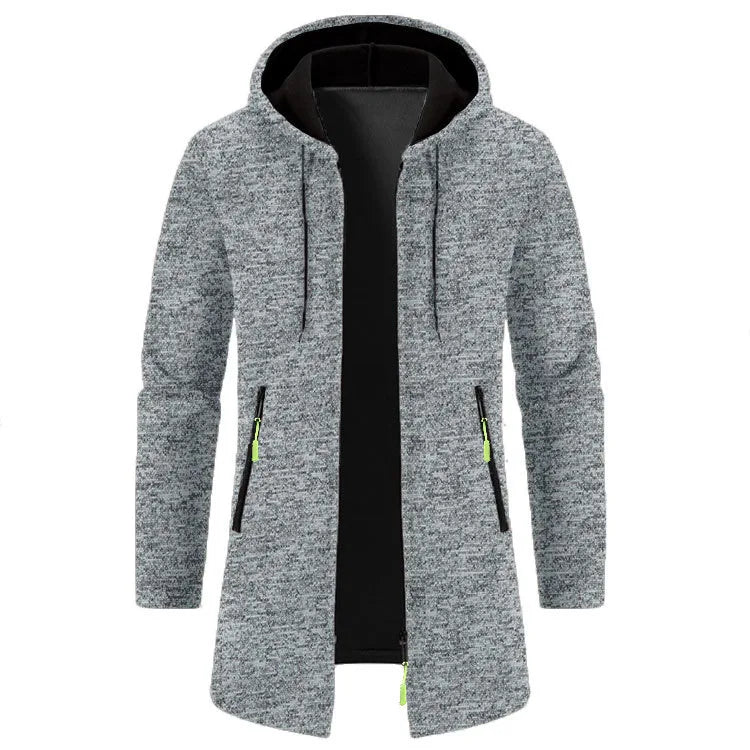 Benton | Men's Longline Hoodie Coat  - Light Grey