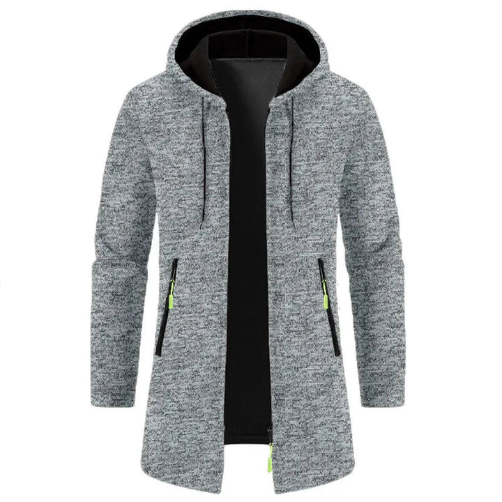 Benton | Men's Longline Hoodie Coat  - Light Grey