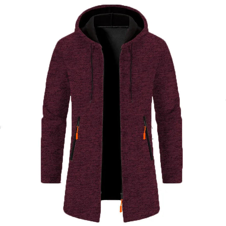 Benton | Men's Longline Hoodie Coat  - Size:XS;Color:Red