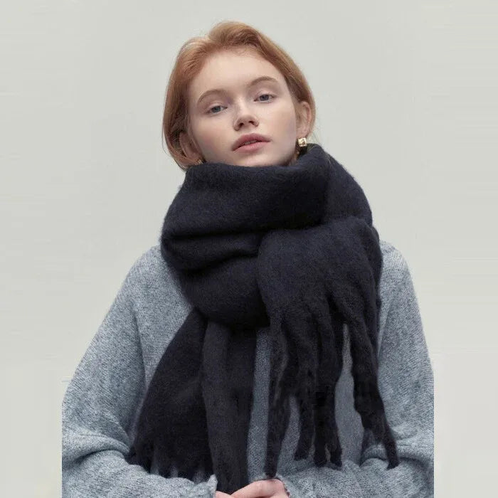 Bianca | Women's Premium Winter Scarf - Color:Black;Length (in):Over 68.9 in