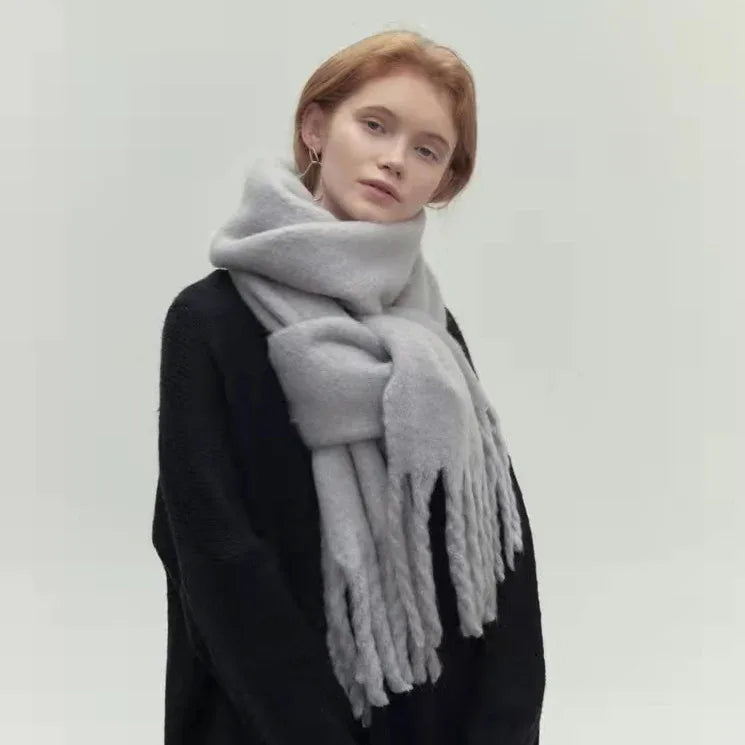 Bianca | Women's Premium Winter Scarf - Color:Gray;Length (in):Over 68.9 in