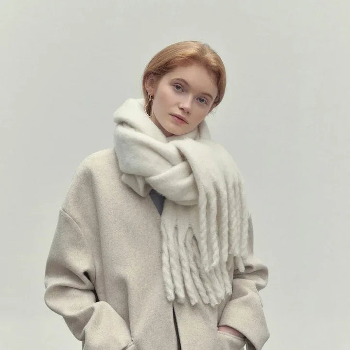 Bianca | Women's Premium Winter Scarf - Color:White;Length (in):Over 68.9 in