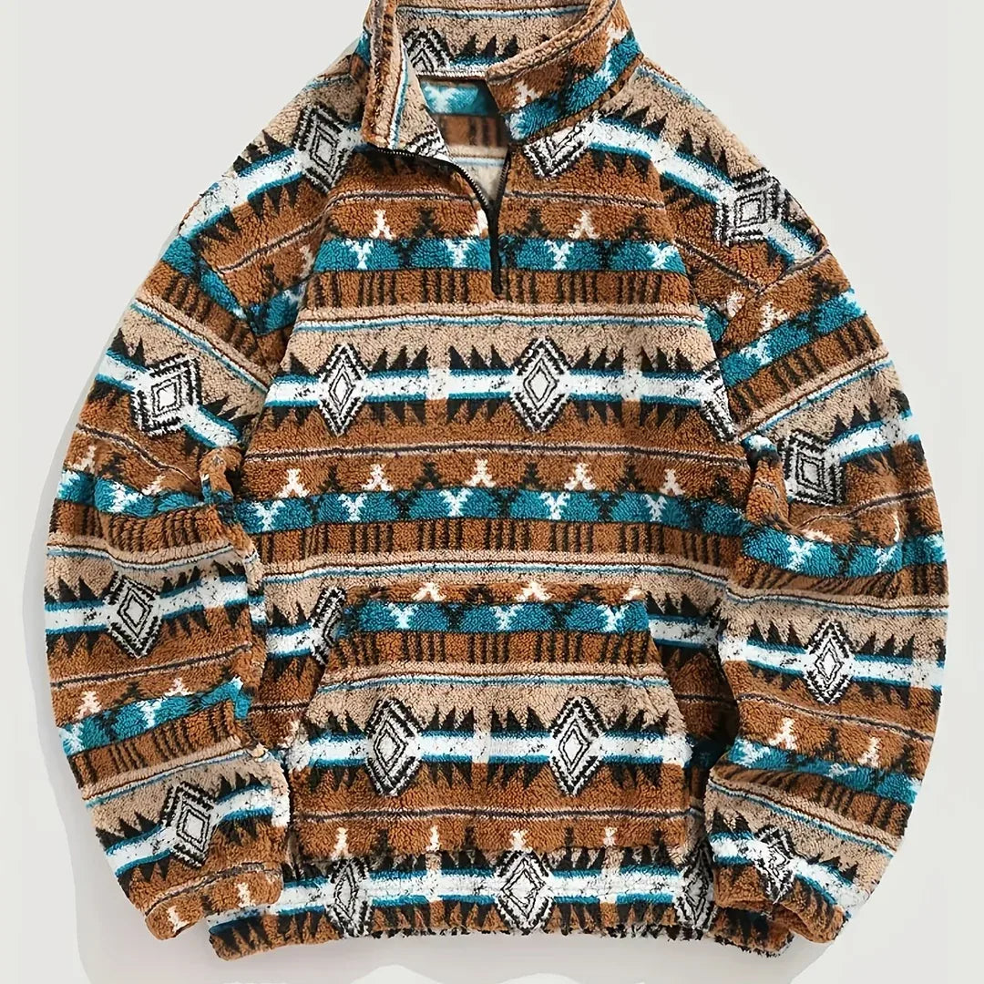 Billy | Men's Western Quarter-Zip Sweater  - Size:XS;Color:Khaki
