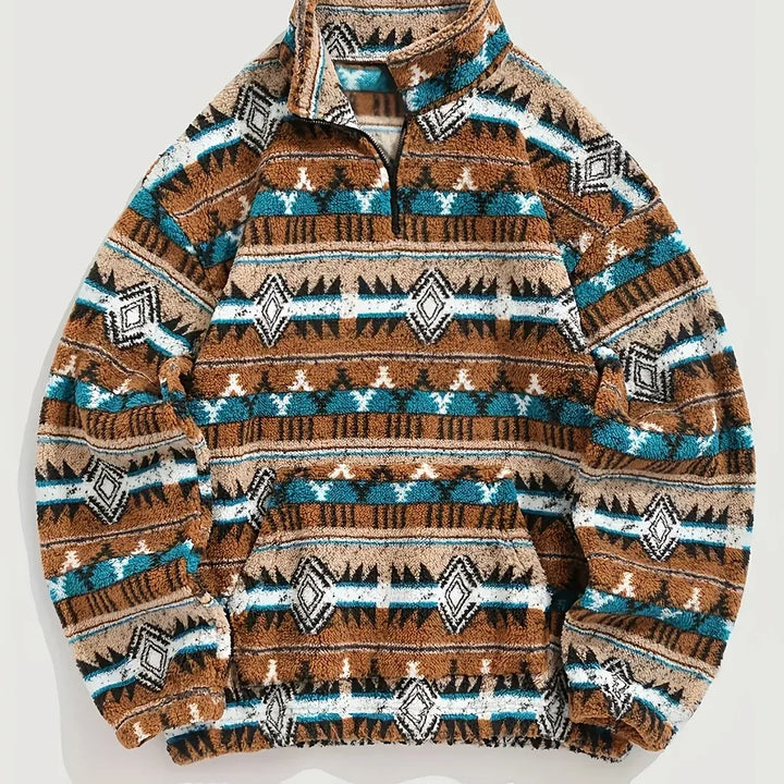 Billy | Men's Western Quarter-Zip Sweater  - Size:XS;Color:Khaki