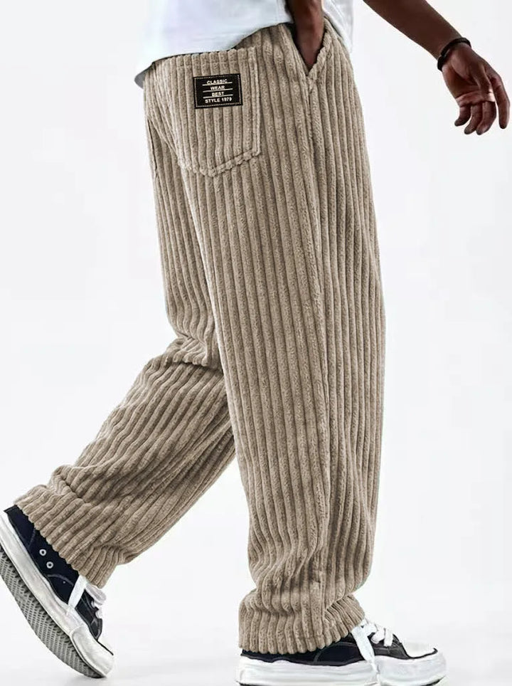 Bishop | Men's Corduroy Premium Sweatpants - Color:Beige;Size:XS
