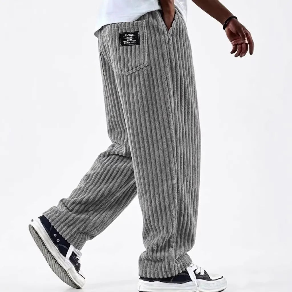 Bishop | Men's Corduroy Premium Sweatpants - Color:Gray;Size:XS