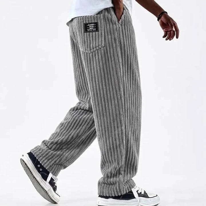 Bishop | Men's Corduroy Premium Sweatpants - Color:Gray;Size:XS