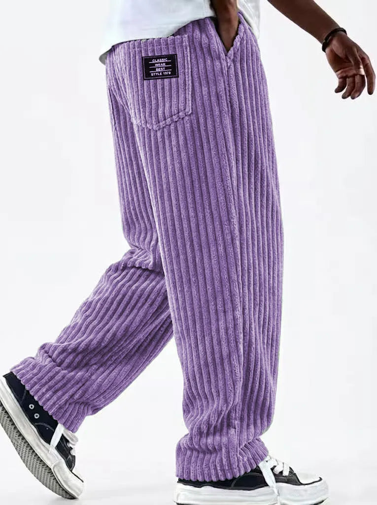 Bishop | Men's Corduroy Premium Sweatpants - Color:Purple;Size:XS