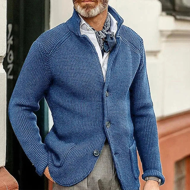 Bobby | Men's Tailored Knit Cardigan  - Size:S;Color:Blue