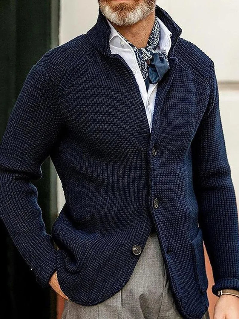 Bobby | Men's Tailored Knit Cardigan  - Size:S;Color:Navy Blue