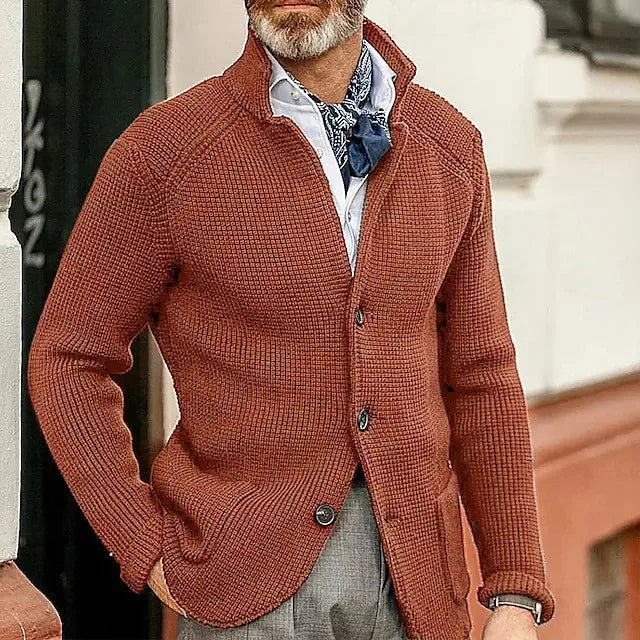 Bobby | Men's Tailored Knit Cardigan  - Size:S;Color:Red-Brown