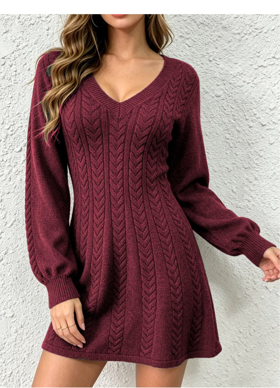 Bonnie | Women's Cable-Knit Sweater  - Color:Burgundy;Size:S
