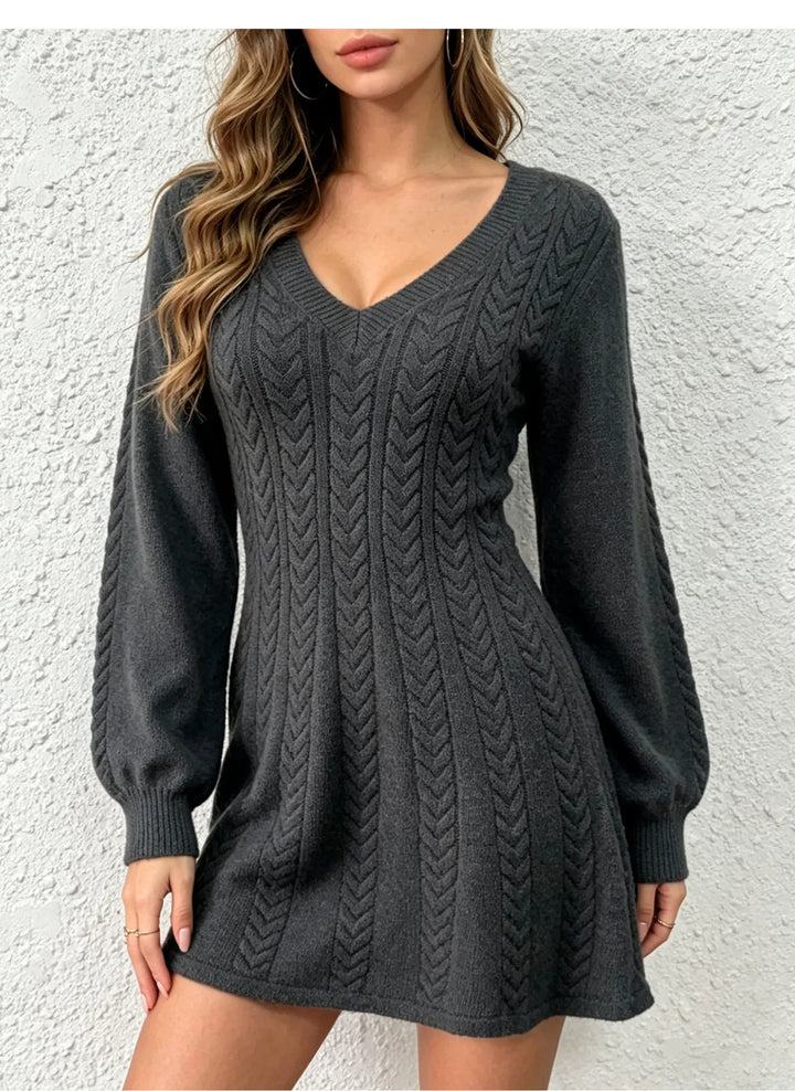 Bonnie | Women's Cable-Knit Sweater  - Color:Dark Gray;Size:S