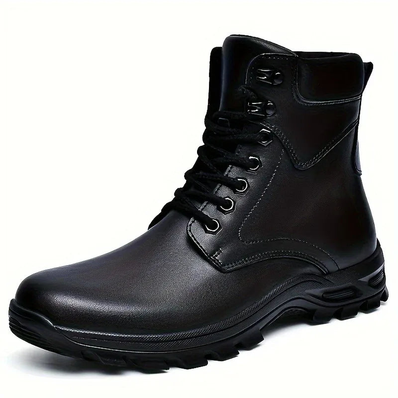 Bracken | Men's Waterproof Leather Ankle Boots  - Color:Black;Size:38