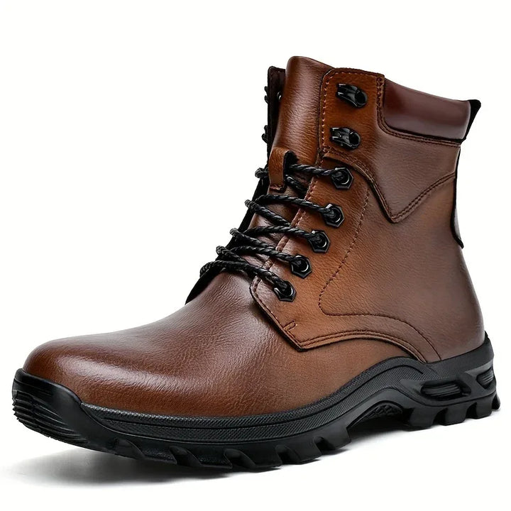 Bracken | Men's Waterproof Leather Ankle Boots  - Color:Dark Brown;Size:38