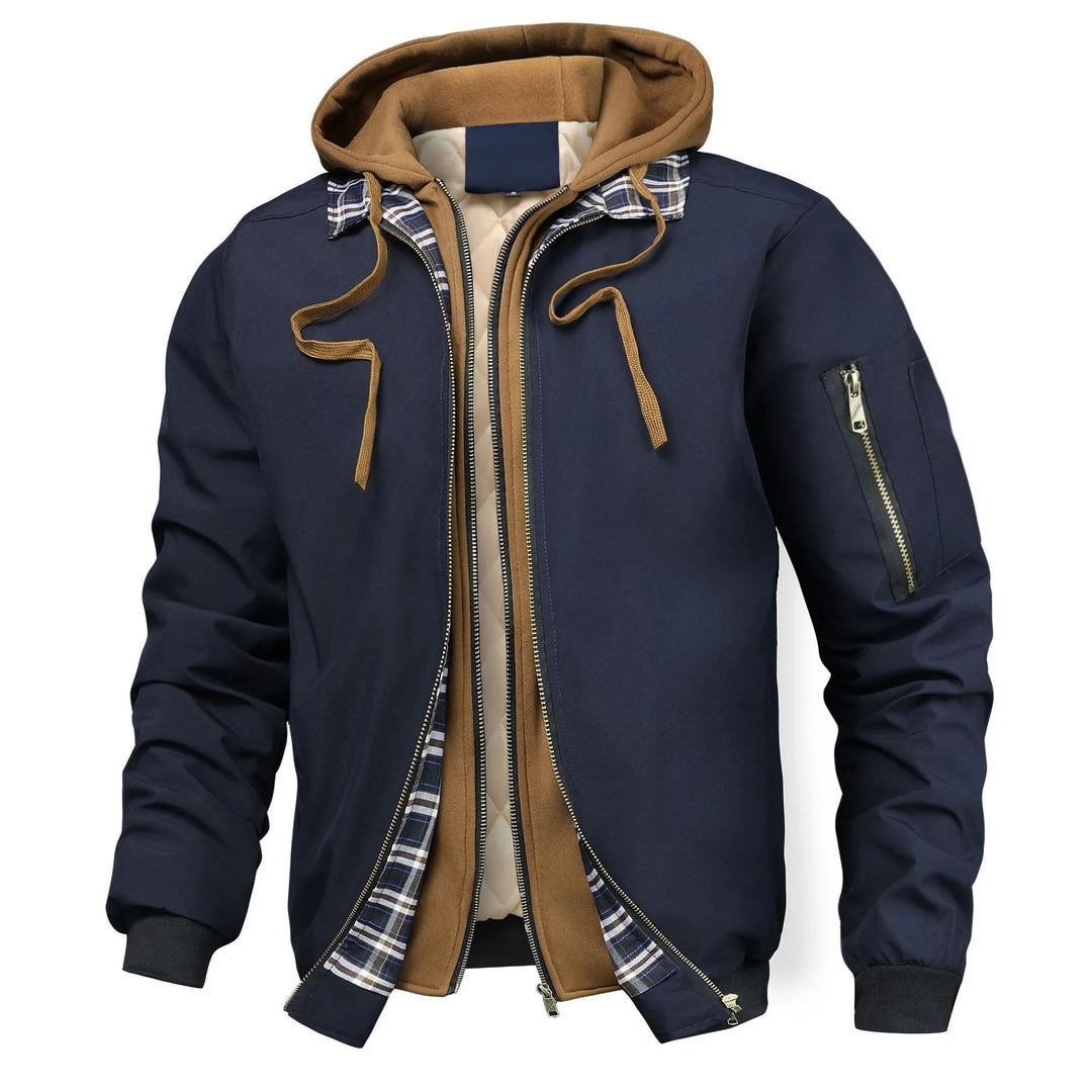 Bradley | Quilted Hooded Jacket - Navy Blue