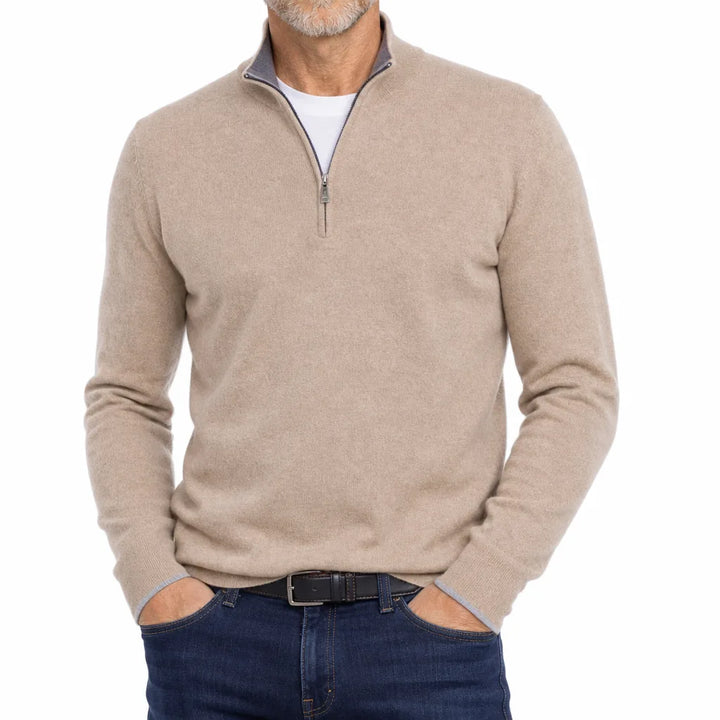 Brantley | Mens Fall V-Neck Sweater - Color:Beige;Size:XS