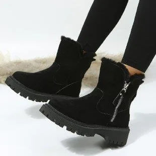 Brianna | Women's Fleece-Lined Suede Ankle Boots - Color:Black;Size:35