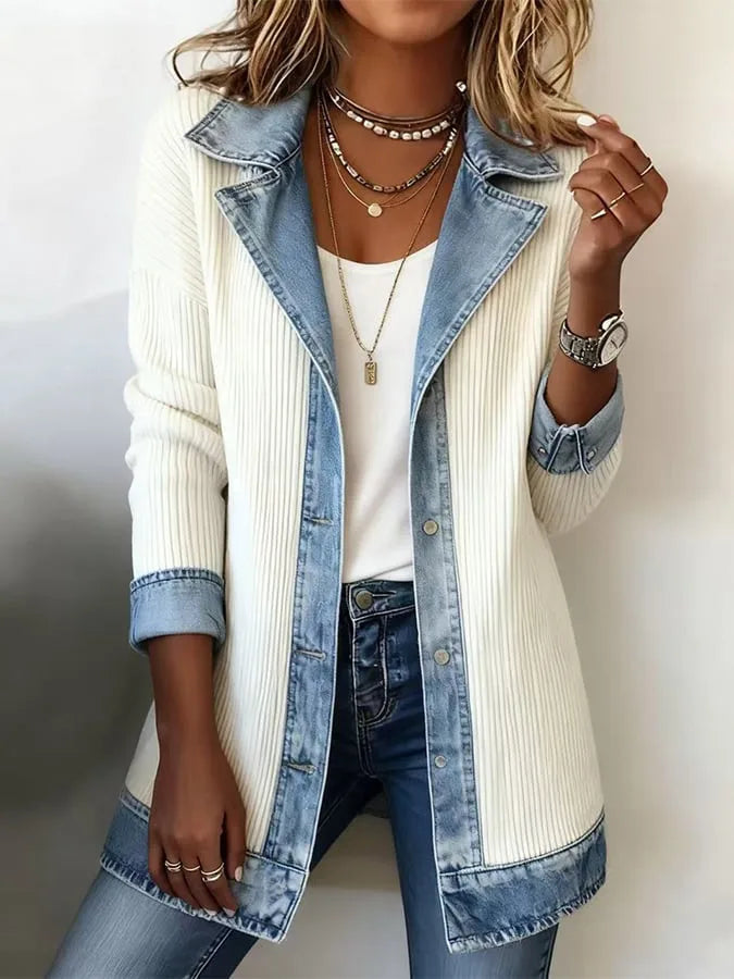 Bridie | Women's Soft Knit Denim Jacket  - Size:XS;Color:White