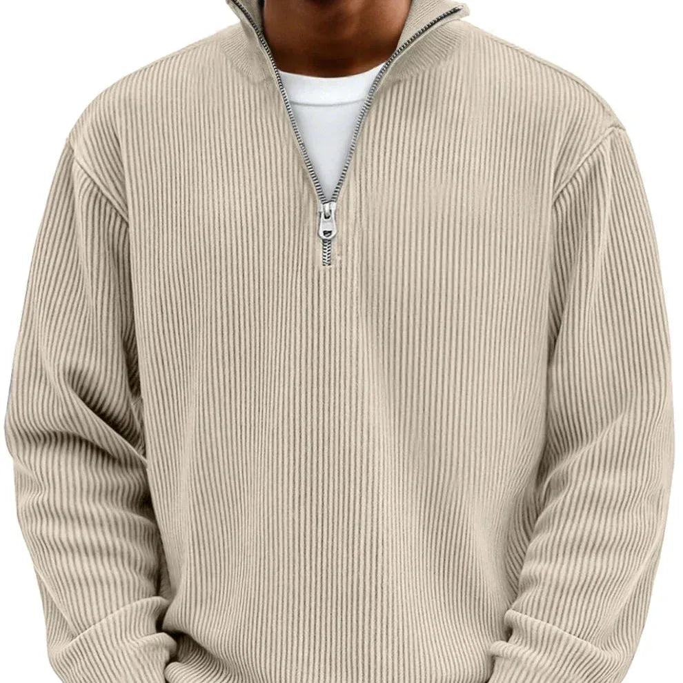 Bronson | Men's Quarter-Zip Sweater - Color:Khaki;Size:XS