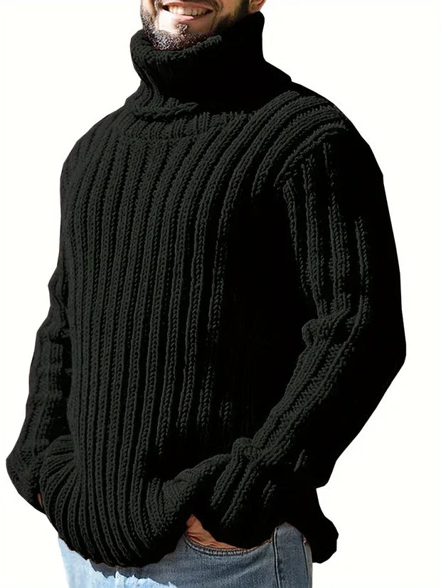 Bruno | Men's Textured Turtleneck Sweater  - Color:Black;Size:S