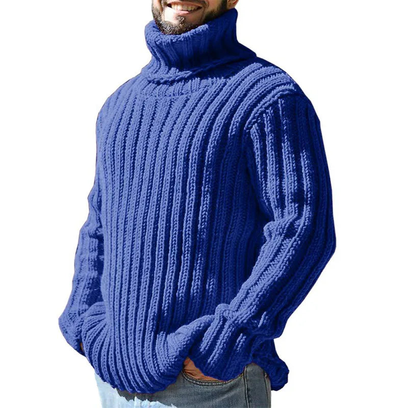 Bruno | Men's Textured Turtleneck Sweater  - Color:Blue;Size:S