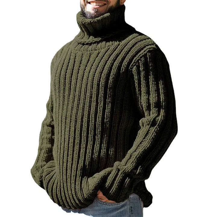 Bruno | Men's Textured Turtleneck Sweater  - Color:Green;Size:S