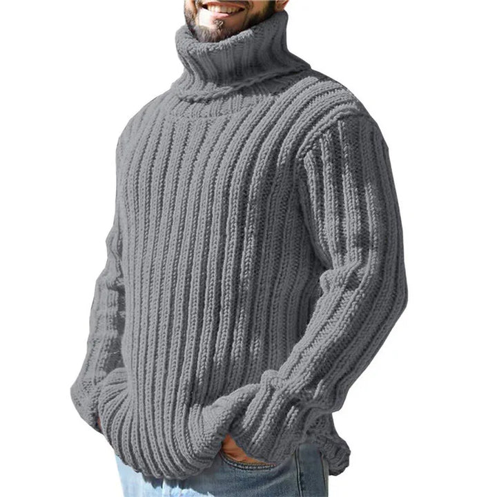 Bruno | Men's Textured Turtleneck Sweater  - Color:Grey;Size:S