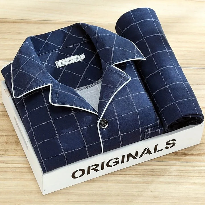 Bryan | Men's Long-Sleeve Pajama Set  - Color:East Bay;Size:L