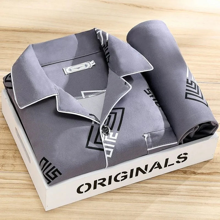 Bryan | Men's Long-Sleeve Pajama Set  - Color:Storm Gray;Size:L