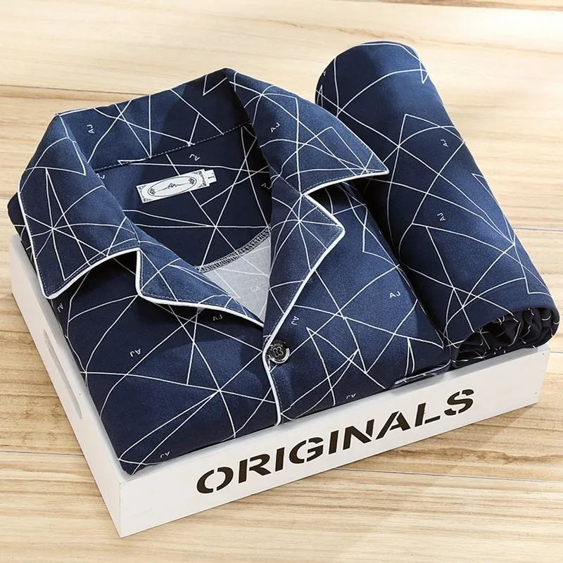 Bryan | Men's Long-Sleeve Pajama Set  - Color:Watersprout;Size:L