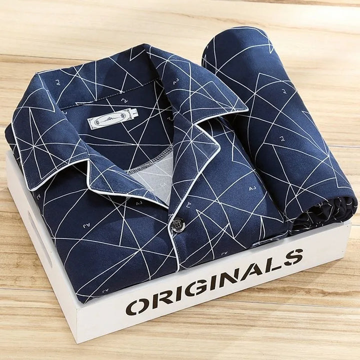 Bryan | Men's Long-Sleeve Pajama Set  - Color:Watersprout;Size:L