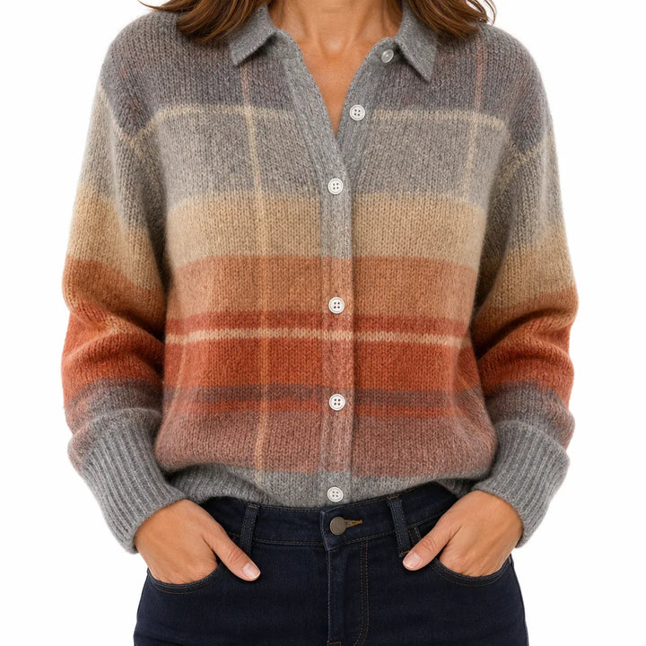 Bryony | Warm Fall Cardigan - Size:XS;Color:Gray/Orange