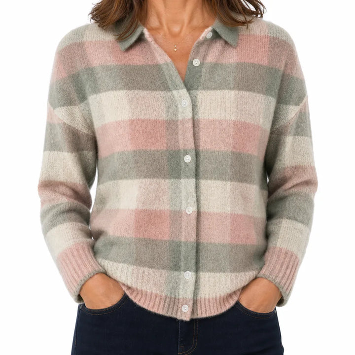 Bryony | Warm Fall Cardigan - Size:XS;Color:Pink/Gray
